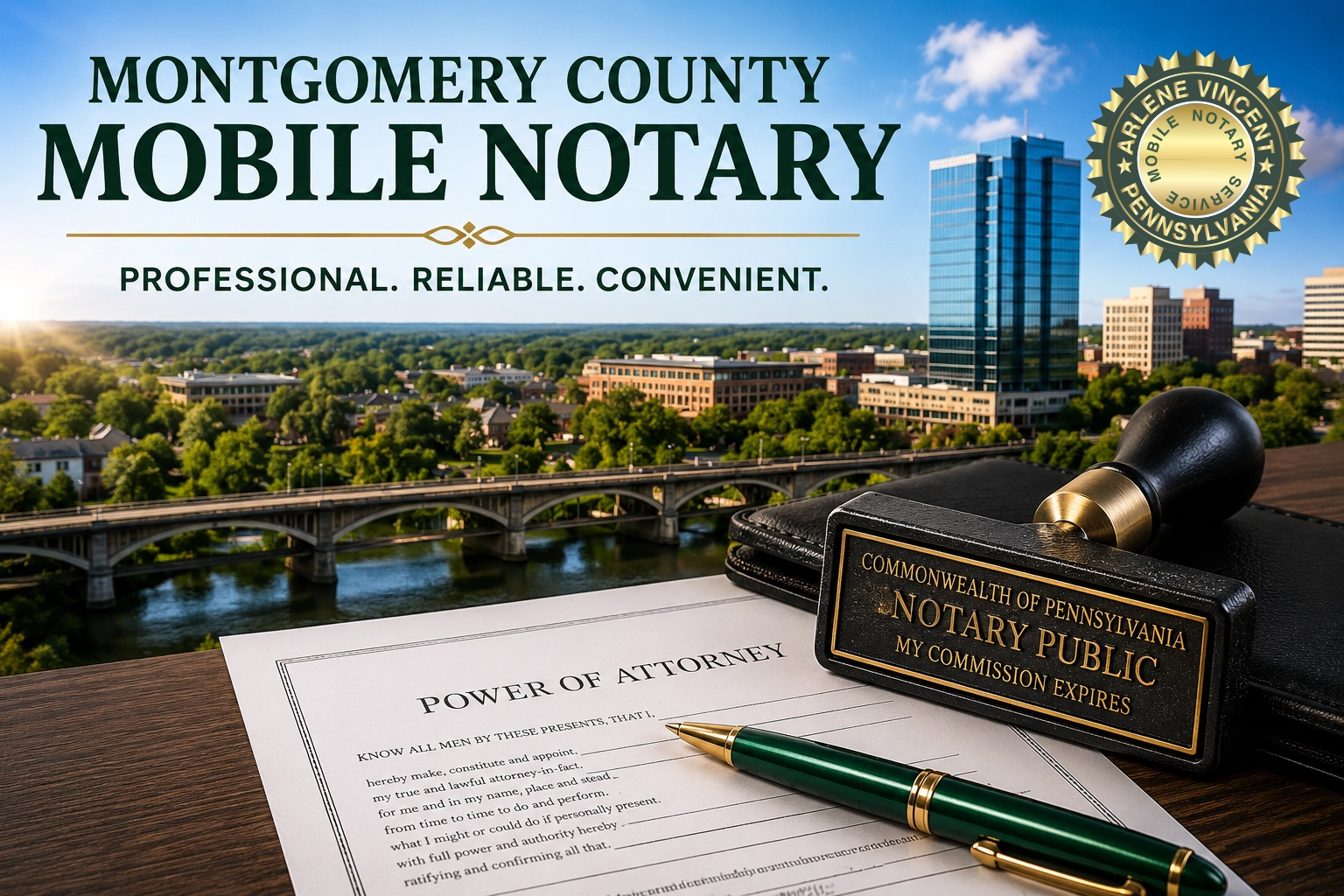 Montgomery County mobile notary services for estate documents, power of attorney, hospital notarizations, and nursing home notary appointments