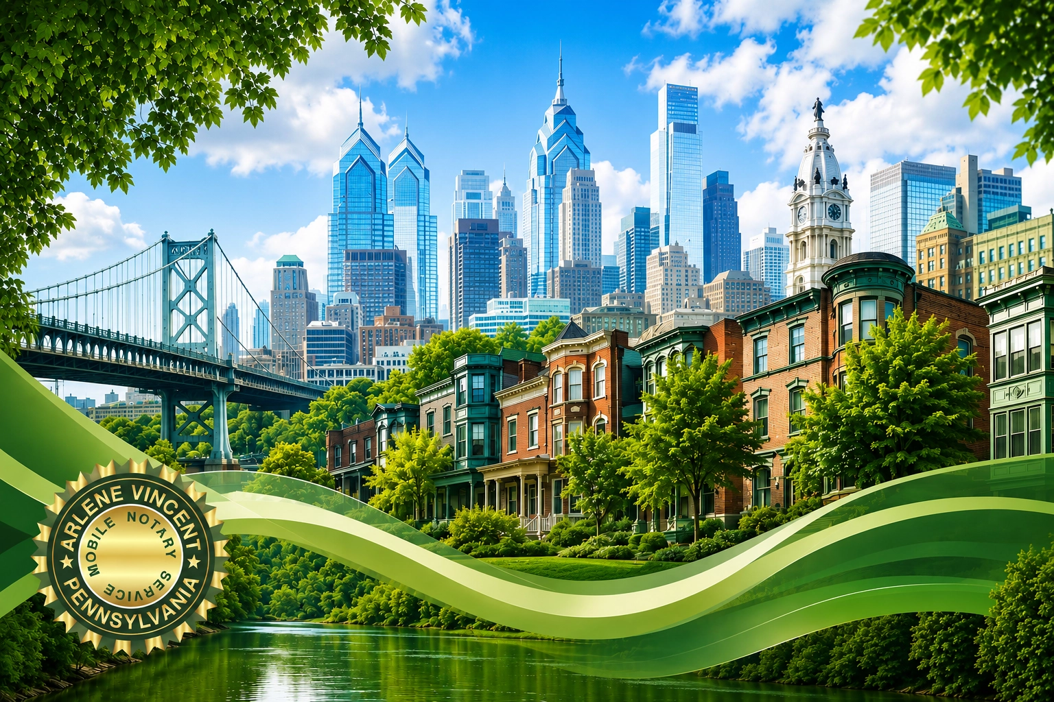 Philadelphia mobile notary appointment with Pennsylvania notary stamp, legal documents, in all Philadelphia neighborhoods